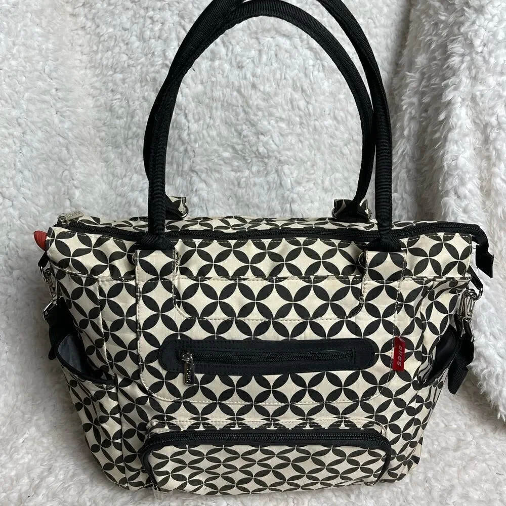 Soho Grand Central diaper bag set beige and black Nylon